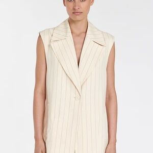 Cream Pinstripe Sleeveless oversized vest